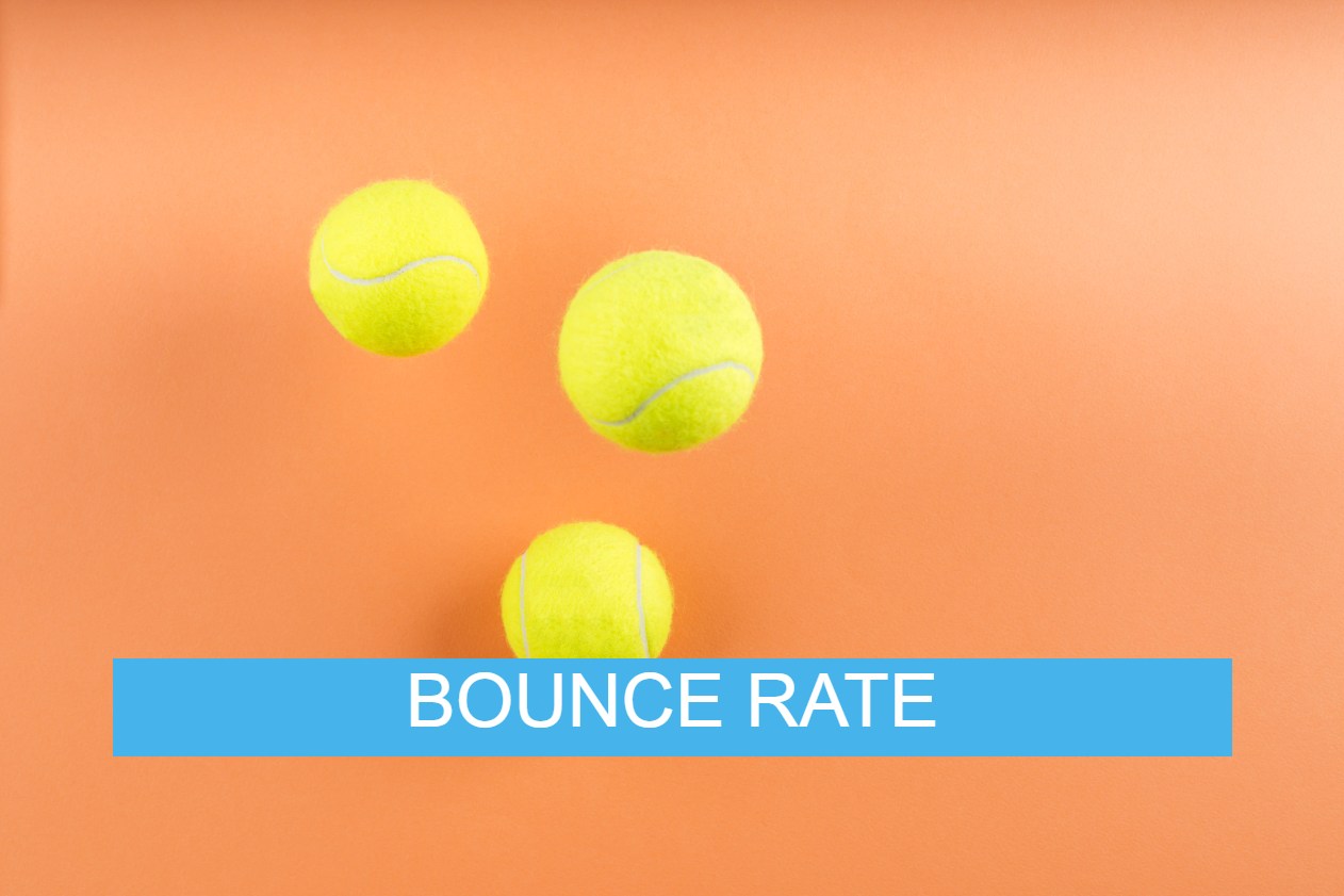 dua bola tenis memantul bertuliskan bounce rate